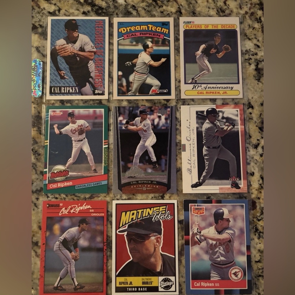 Cal Ripken Jr. Baseball Card Collection set of 9